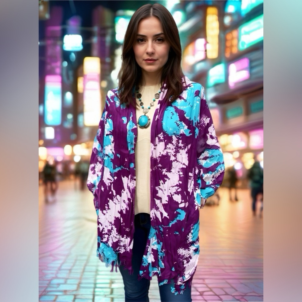 Everyday Wear Vibrant Purple and Blue Women's Wrap/Scarf